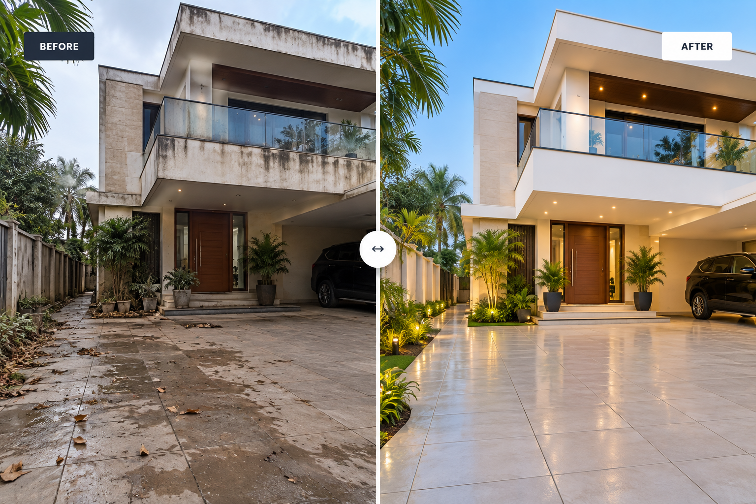 Luxury bungalow after professional cleaning
