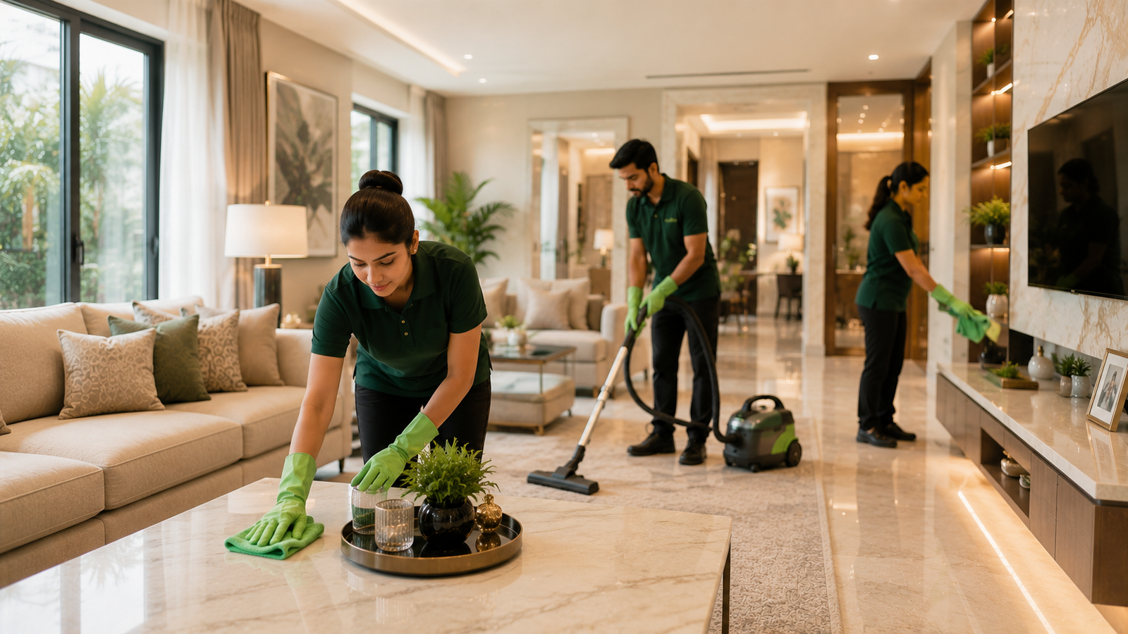 Professional living room cleaning
